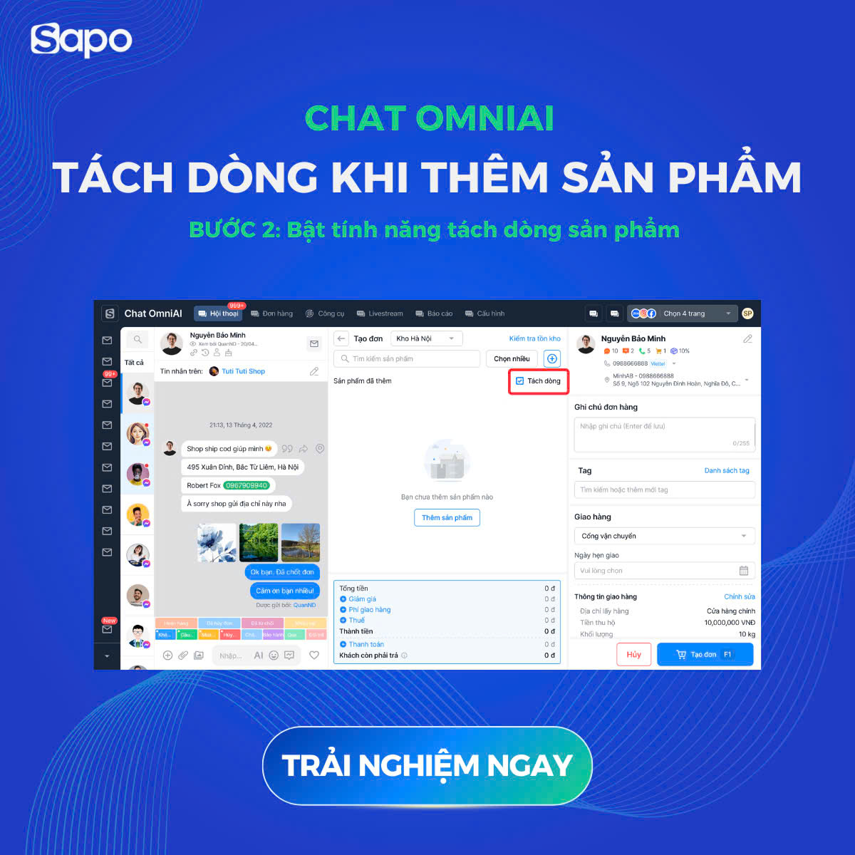 tách dòng bước 2