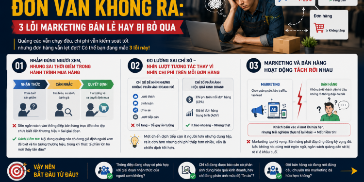 Chạy quảng cáo tốt, đơn vẫn không ra: 3 lỗi marketing bán lẻ hay bị bỏ qua